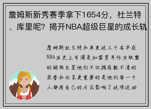 詹姆斯新秀赛季拿下1654分，杜兰特、库里呢？揭开NBA超级巨星的成长轨迹